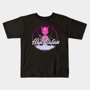 Hail Satan | Pink Yogi Print | Satanic Yoga Kids T-Shirt